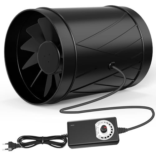 Aygrochy Ventilador Extractor de aire 150 mm, 22 W 586 m³/h Extractor de aire de ventilación con controlador de velocidad variable, aireador extractor de humedad para bodegas, garajes, tienda de