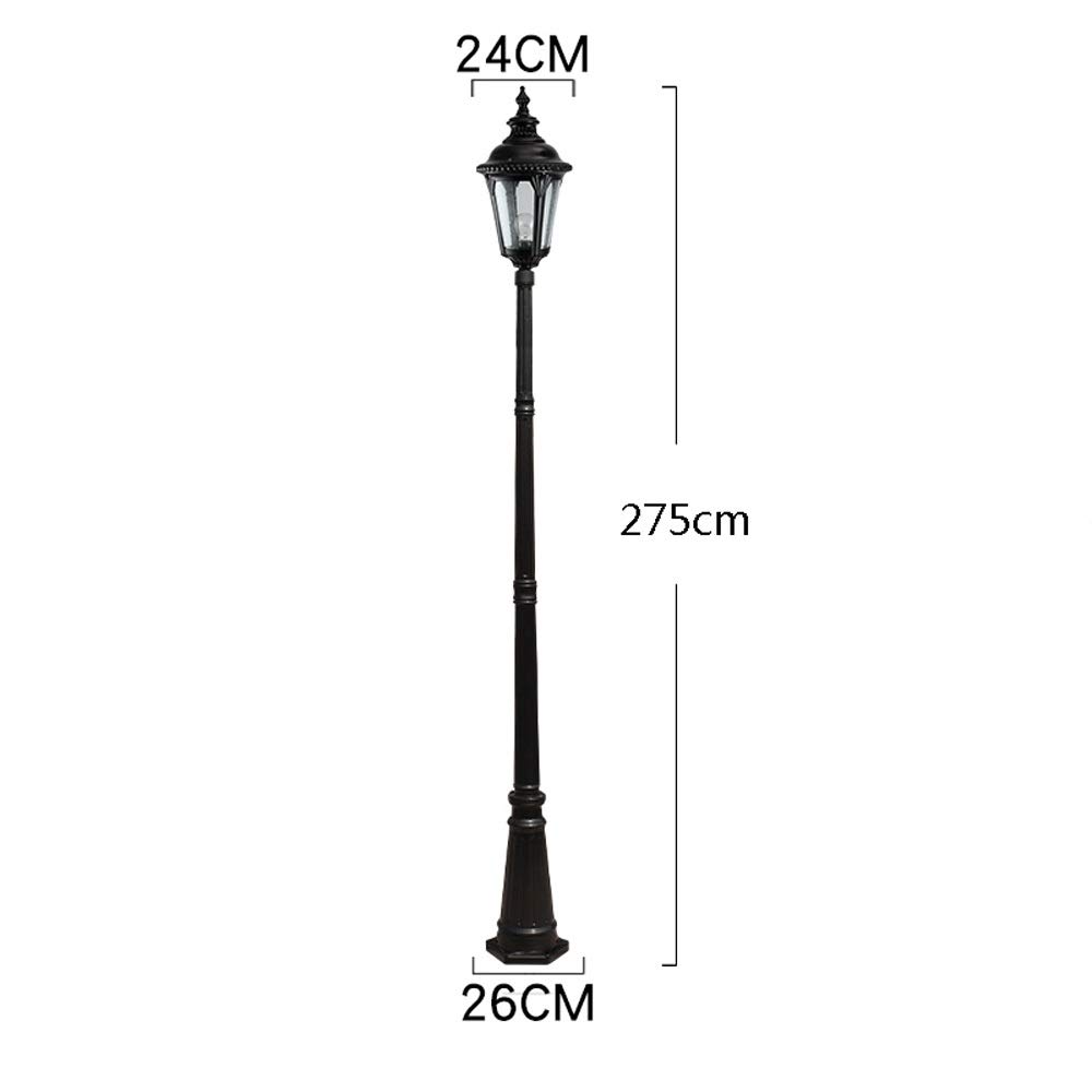 Lampada a palo nero per esterni, lanterna in alluminio impermeabile retrò per giardino, prato, sentiero e parco, lampada per esterni in vetro ad alto palo