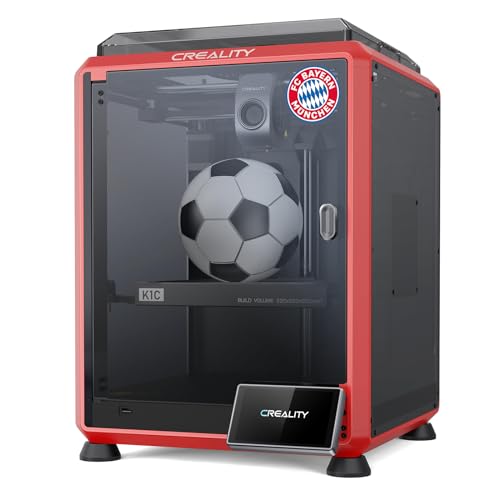 Creality K1C Imprimante 3D Bayern Munchen avec camÃ©ra AI, vitesse d'impression 600mm/s,extrudeuse entiÃ¨rement mÃ©tallique,filaments en fibre de carbone, fonction de mise Ã  niveau automatique LCD, rouge