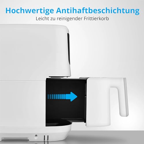 MEDION P10 XL Duo Heißluftfritteuse (6,8 Liter XXL, Airfryer, 2.150 Watt, zwei Heizelemente aus Edelstahl, Schüttel Alarm, 9 Automatikprogramme, Touch Bedienfeld, LED Anzeige) weiß – Bild 7