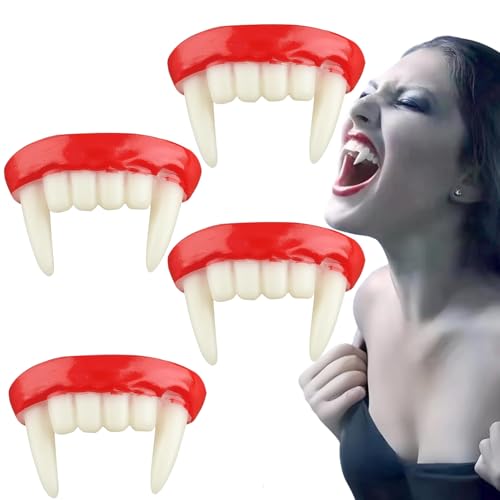 Colmillos de Vampiro, 4 Piezas de Colmillos de Vampiro para Fiestas de Halloween, Accesorios de Disfraces de Vampiro para Fiestas de Halloween