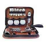 Luxury Golf Gift Set for Men/Women, Leather Portable Accessories Kit with Ball Marker,Telescopic Rangefinder,Divot Tool & More,Premium Golf Lover Present