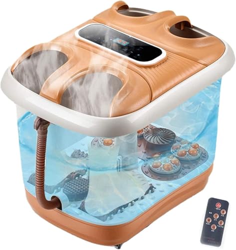 Masajeador de pies con baño y calefacción, 4 modos, 10 rodillos motorizados de maíz, burbujas, masaje profundo de pies con control remoto y ajuste digital de tiempo y temperatura miniatura 1