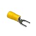 Fork Terminals, PVC Insulated, 10-12 AWG Gauge Wire, 1/4" Stud Size, Yellow, 10 Pcs