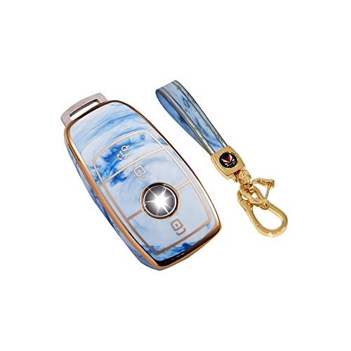 メルセデスベンツ専用 大理石調 TYPE B TPUスマートキーケース ブルー