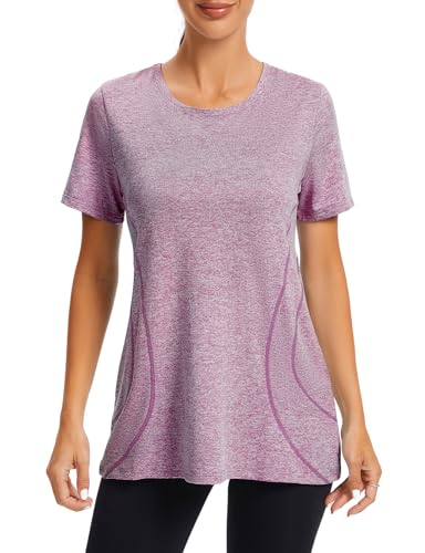 Image of Cucuchy Womens Yoga Tops Flowy Fitness Workout Shirts Short Sleeve Activewear
