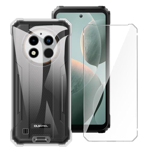 LYZXMY Case for Oukitel G1 + 1 x Tempered Film Glass Screen Protector - Transparent Silicone Soft TPU Cover Shell for Oukitel G1 (6.52")
