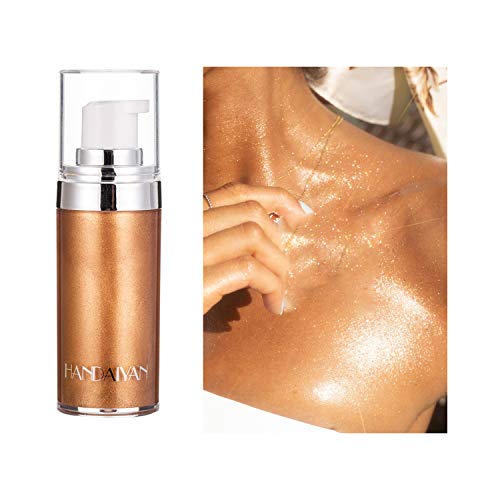 Highlight liquid, Luminizer Liquid Foundation Smooth Shimmering Skin Perfector for Face & Body Contour Makeup (Bronze Gold)