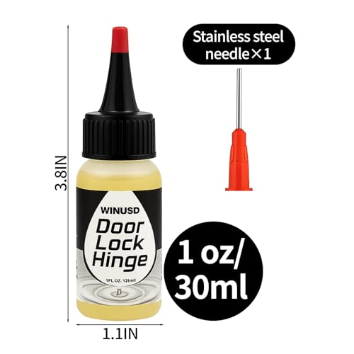 Door Hinge Lubricant Needle Oiler | 1 oz Lock Lube for Keyhole | Chain Lube Anti Seize Squeaky Door Hinge Oil for Bicycles, Zipper, Lock | Home Maintenance Kit for Quiet Doors, Hinges & Hardware