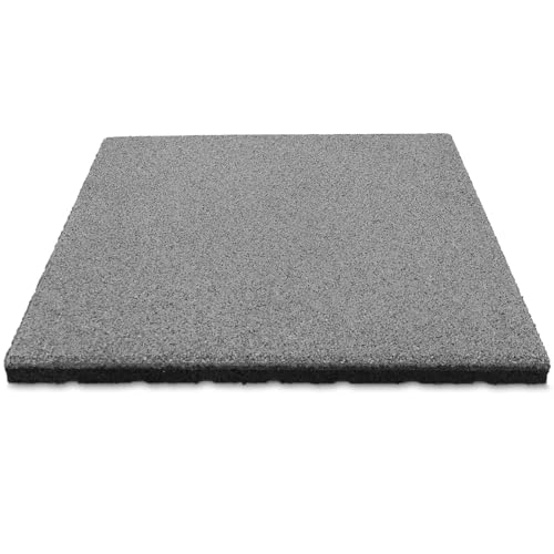 Fallschutzmatte CAPTURA - für außen und innen geeignet - 50x50 cm Größe - stoßdämpfend und rutschhemmend - Drainage an der Unterseite - Stärke 35 mm / 1m Fallhöhe - Grau 1 Stück