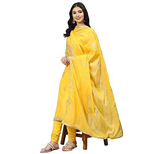 Image of BIBA Women Art Silk Straight Kurta Churidar Suit Set