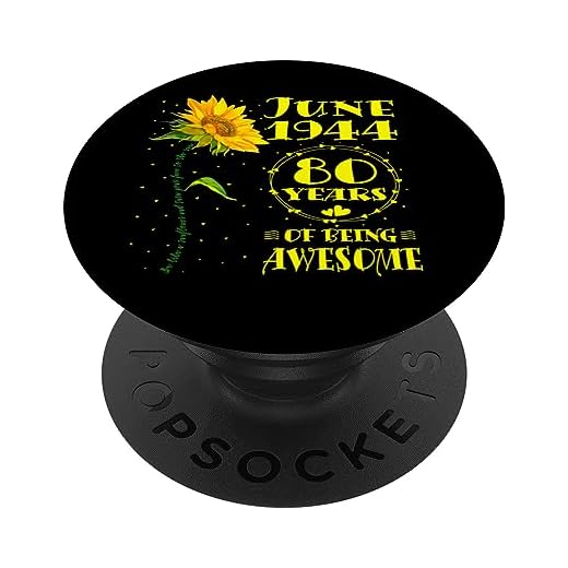 Cumpleaños 80 Amantes del Girasol de 80 Años Nacidos En Junio de 1944 PopSockets PopGrip Intercambiable
