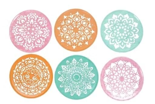 Rangoli Making Tools Kit Set of 6, Multi Design Plastic Stencils ...