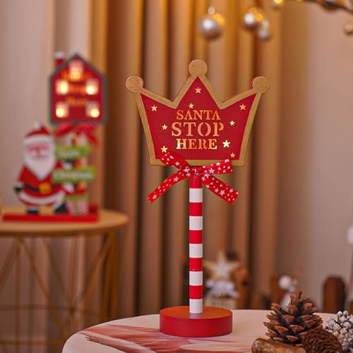 Letrero de Navidad de madera compuesta con luces integradas de acabado artesanal 6