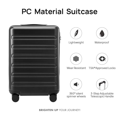 Image of NINETYGO Large Checked Luggage 28 Inch, Checking In Luggage with Smooth Double Spinner Wheels, Hard Shell PC+ABS Suitcase, Lightweight Travel Luggage, TSA Approved (Black, Andes)