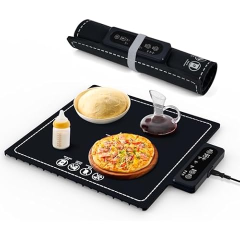 PIGLOG Food Warming Mat-Quick Heat Silicone Electric Warming Tray with 3 Levels of Temperature,Roll Up Buffet Hot Plate Warmer,Portable Food Warmer for Parties and Home Travel,15x15 - Dark Blue Cover