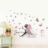 DETTELIN Vivid Butterfly Wall Stickers, Beautiful Background Wall Sticker Decal, Pink Wall Decorations for Girls Bedroom, Murals Wallpaper Home Living Room Decor
