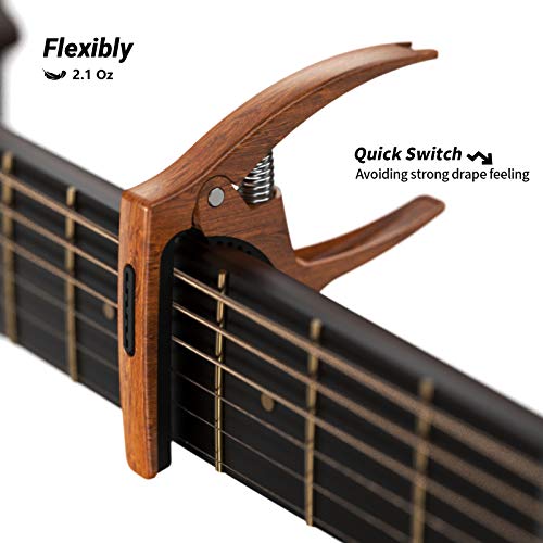 Image of Guitar Capo 3in1 Metal Capo for Acoustic&Electric Guitar Accessories | (With bag&4picks）for Acoustic and Electric Guitars, 6 Strings Accessories