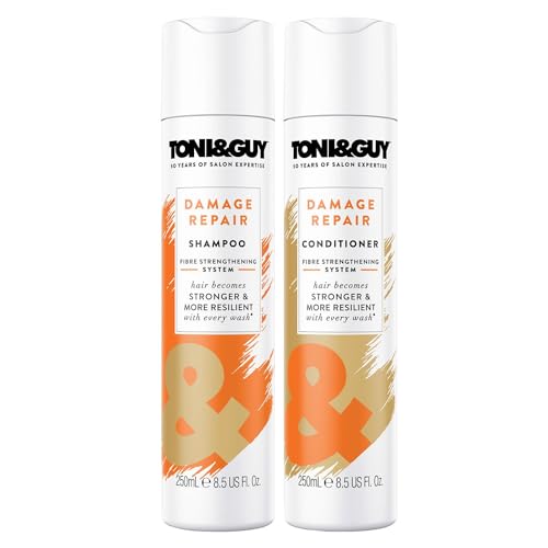 Toni & Guy Bundle of Shampoo 250ml and Conditioner 250ml that intensely Nourishes Damaged Hair Making Stronger and More Resilient With Every Wash