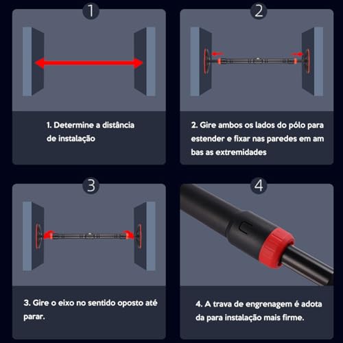 Barra de porta com medidor de nível e largura ajustável 71-105cm Carga máxima 150 kg