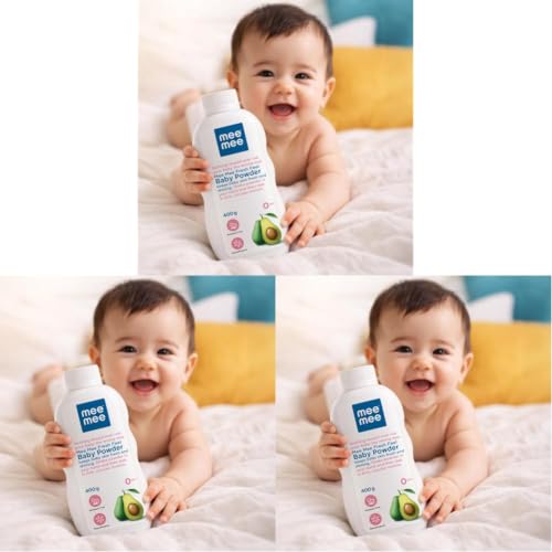 Image of Mee Mee Baby Talcum Powder 400 g | Dermatologically Tested | Key Ingredients: Talc, Fragrance, Zinc Oxide | Product Benefit: Keeps Skin Dry, Fresh & Smooth (Pack of 3)