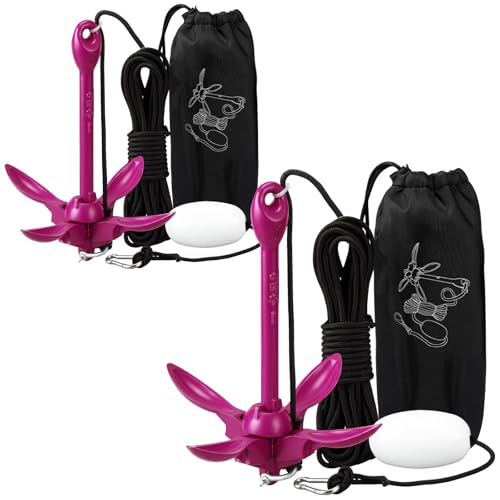 Image of Lounsweer 2 Pack 1.5 /3.5 lb Marine Kayak Anchor Kit Folding Grapnel Anchor Kit Boat Kayak Fishing Accessories for Small Boats Kayaks Canoe Paddle Boards