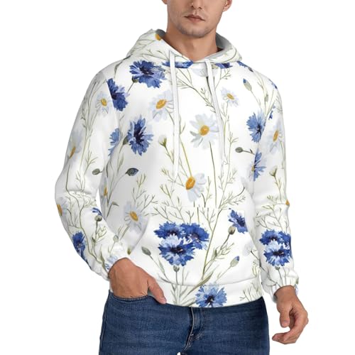 Sweat homme motif bleuets pour sorties en plein air et soirées fraîches