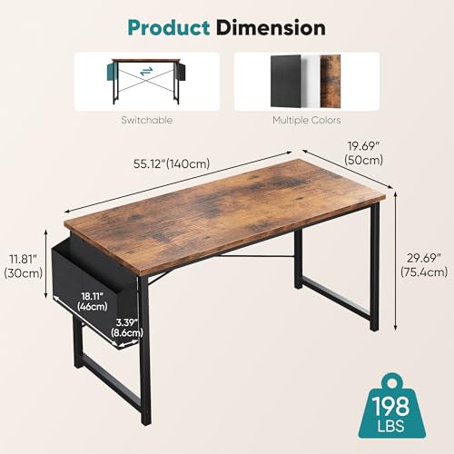 Image of OLIXIS Computer Desk, 55 Inch Gaming Desks for Home Office Small Spaces