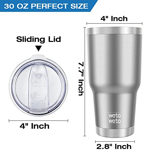 Wetoweto 30Oz Tumbler, Stainless Steel Vacuum Insulated Water Coffee Tumbler Cup, Double Wall Powder Coated Spill-Proof Travel Mug Thermal Cup For Home Outdoor (Stainless, 1 Pack) #TOP2
