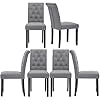 thksbought Set of 6 Chairs Upholstered Fabric Dining Chairs with Button-Tufted Details (Gray) 41mizg9sgML. SS100