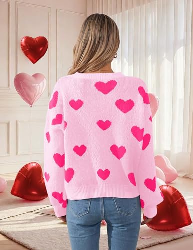 Image of Libsorge Womens Valentine Heart Sweater 2026 Valentines Day Trendy Cute Oversized Long Sleeve Pullover Sweaters