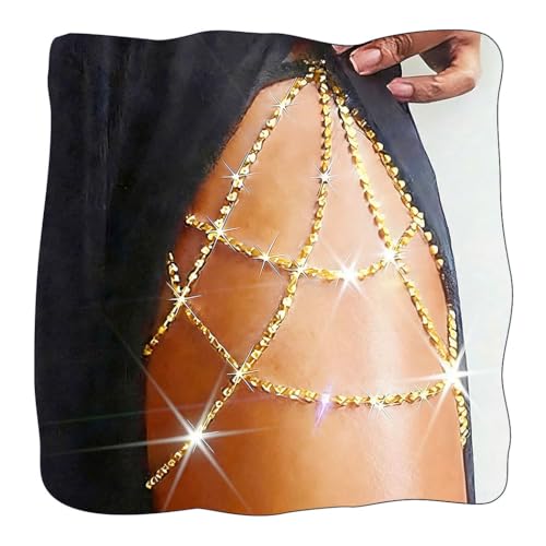 REETAN Leg Jewelry Thigh Rhinstone Body Chain for...