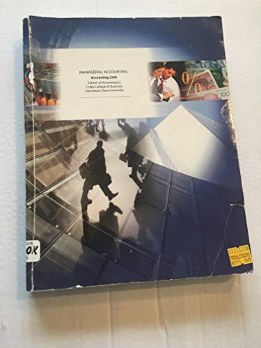 Managerial Accounting (Accounting 2200, School of Accountancy Coles college of Business Kennesaw Sta