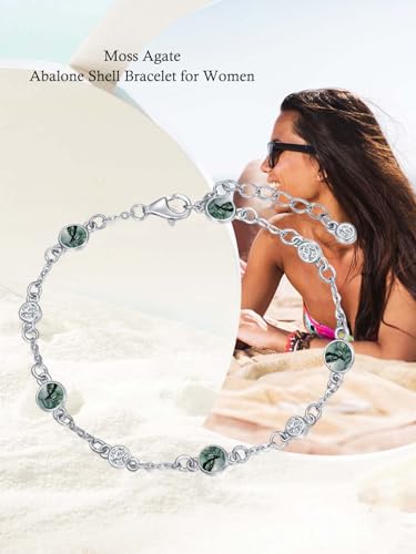 Anklet Bracelet for Women 925 Sterling Silver Natural Stone Chain Ankle Bracelet Beach Summer Fine Jewelry Birthday Christmas Gifts for Women Her Mom4