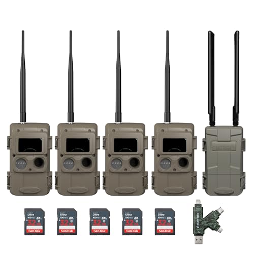 Cuddeback CuddeLink Wireless 3rd Gen Trail Cameras for Wildlife Monitoring with High-Resolution Imaging Bundle with Cell Home Trail Camera, 32 GB Memory Card, and Card Reader (4-Pack) - Cuddeback