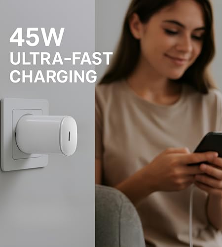 Image of Nothing 45W PPS Type C Charger Adapter Compatible with CMF by Nothing Phone 3 /3a Pro /3a /2a /2a Plus /Phone 2 /CMF Phone 1 /Buds /Tablet /Pad, 45 w USB C Fast Power Rapidly PD Mobile Charging Adaptor, White