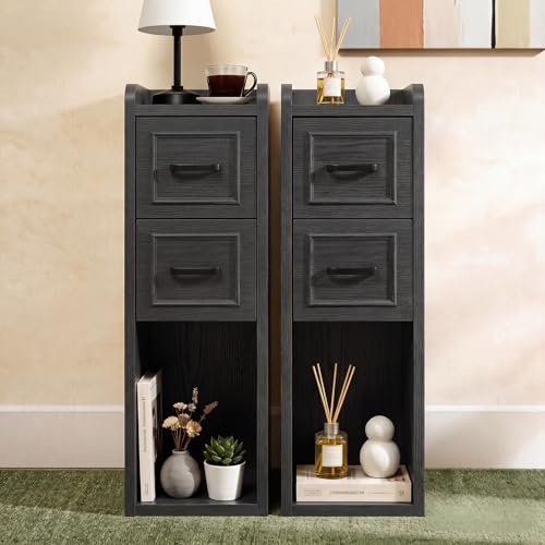 BERRY NEST Narrow Nightstand Set of 2, Modern Small Bedside