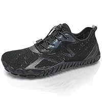 IceUnicorn Herren Damen Barfußschuhe Traillaufschuhe Fitnessschuhe Knit Minimalistische Breiter Zehenbox(A Schwarz,40EU)