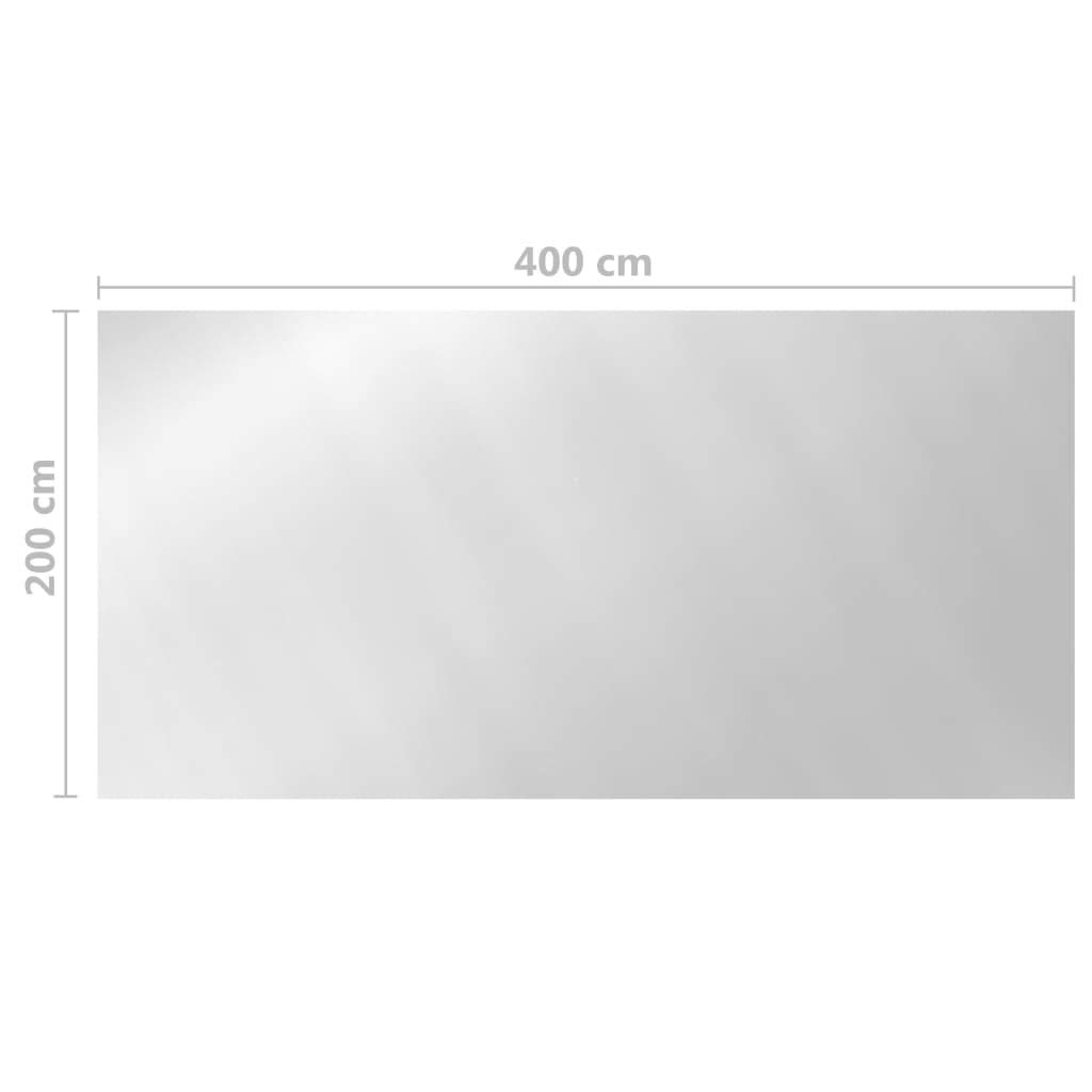 Akcesoria do basenu i spa, basen i spa, pokrowce na basen i ściereczki do podłoża, pokrowiec na basen, srebrny, 400 x 200 cm, PE