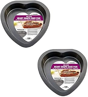 Set Of 2 Heart Shaped Cake Tins Valentines Non Stick Carbon Steel Bake Pan Also Ideal For Cheesecake & Loafs