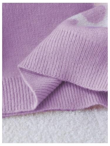 Image of RoseSeek Girl's Bow Graphic Sweaters Crewneck Long Sleeve Knit Pullover Tops Drop Shoulder Knitwear