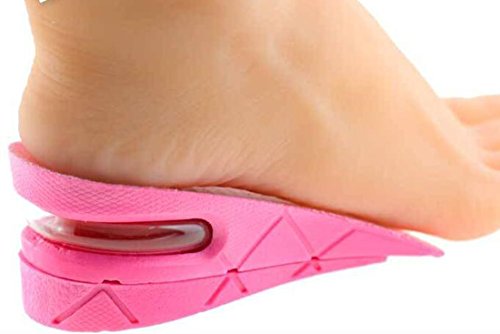 Two Layers 2" Height Adjustable Breathable Increase Taller Shoe Insole Lift Air Cushion Invisible Height Increase Half Elevator Heels Inserts Shoe Pads for Women Men (Pink)