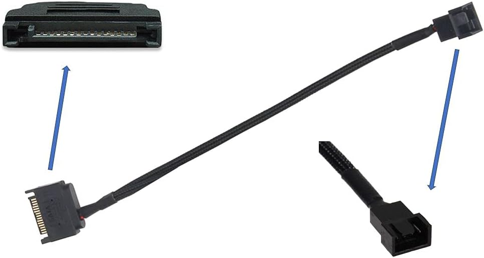 ModTek 4-Pin Molex to 4 x 3-Pin Fan Connector Cable (Power 4 Fans from 1 Molex Connection!) (SATA to 1 x 4-Pin PWM Sleeved Fan Power Adapter Cable)