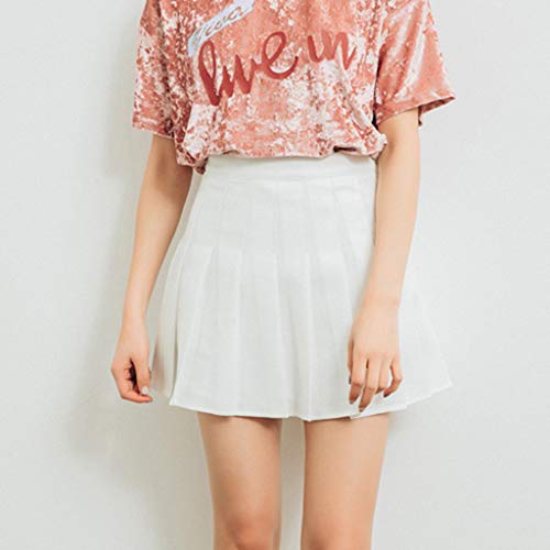 Extra Bed Skirt Full Waist Mini Skirt High Fashion Pleated Waist Women's Casual Slim Skirt Tennis Bassinet Skirt White #TOP3