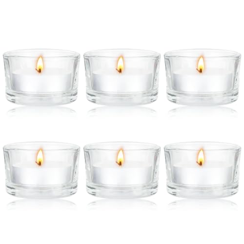 6er Set teelichthalter Glas Klein 47x25mm, Teelichtgläser Glas Klar Mini Teelichter Gläser Kerzenhalter Transparent Teelichtglas für Wohnzimmerdeko, Tischdeko, Hochzeitsdeko und Partydeko
