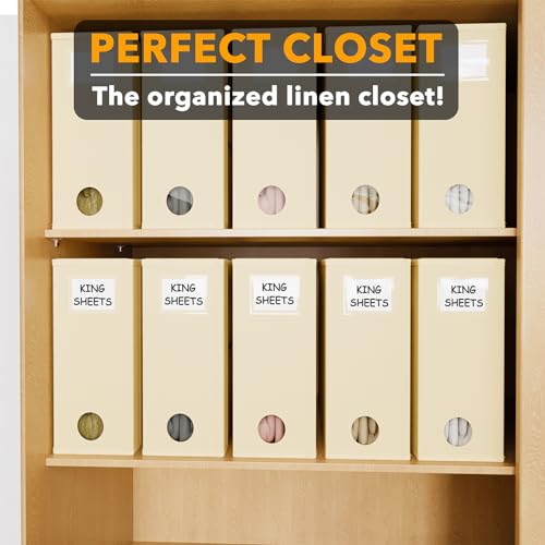 Image of SpaceAid 10 Pack Bed Sheet Organizers and Storage, Foldable Sheet Organizer for Linen Closet, Sheets Set Folder Keeper with Window XL (Queen & King Size) Organizing Bedding Container, Beige