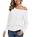 Feiersi Women’s Casual Long Sleeve Crew Neck Knitted Pullover Sweaters Tops (White,Medium)