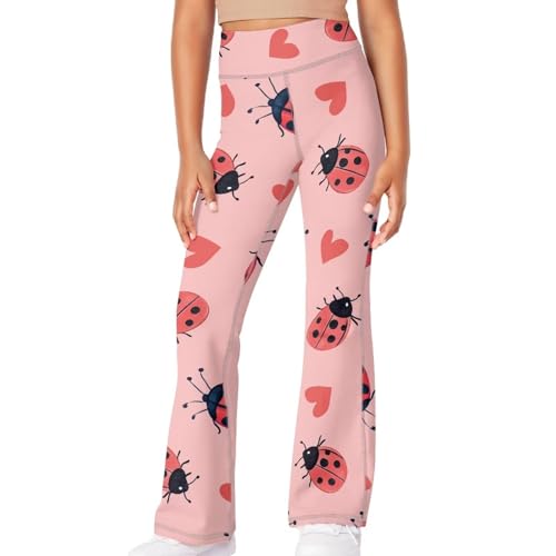 Valentines Flare Leggings for Girls 5-14 Years Heart High Waisted Yoga Pants Bell Bottoms Activewear3