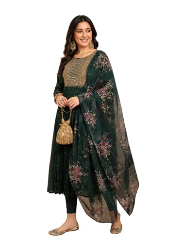 Image of Women's Chanderi Kurta with Legging and Dupatta | Modern & Traditional Blend Ethnic Wear Set | Festive & Casual Summer Kurti with Pants for Party Office & Ethnic Occasions