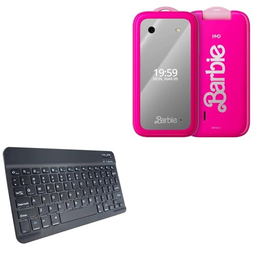 BoxWave Keyboard Compatible with HMD Barbie Phone - SlimKeys Bluetooth Keyboard, Portable Thin with Chiclet-Style Keys - Jet Black